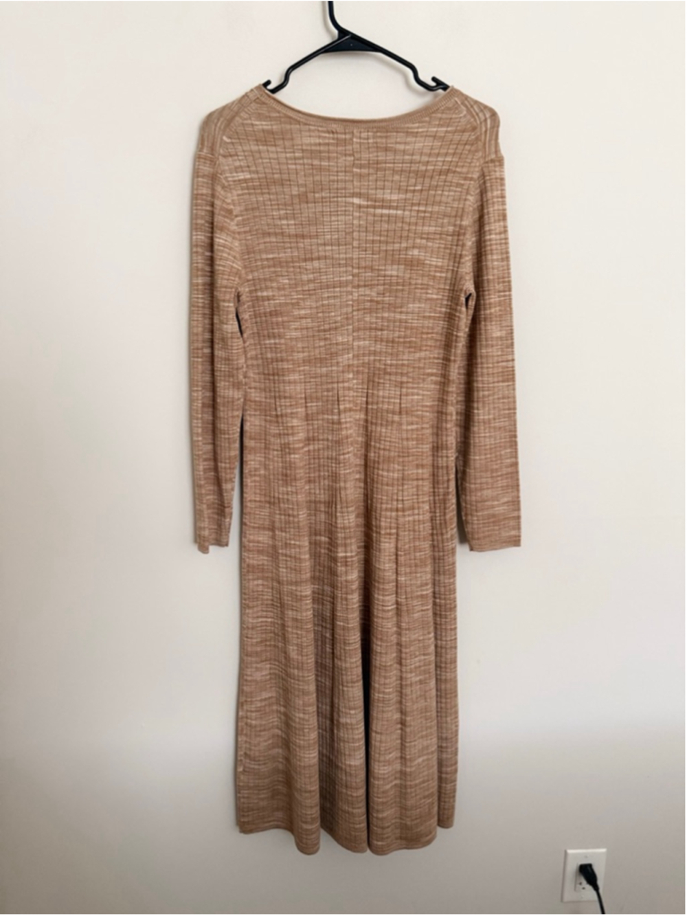 Banana Republic Ribbed Knit Midi Dress Petite L NWT Neutral Taupe Minimalist - Picture 2 of 12